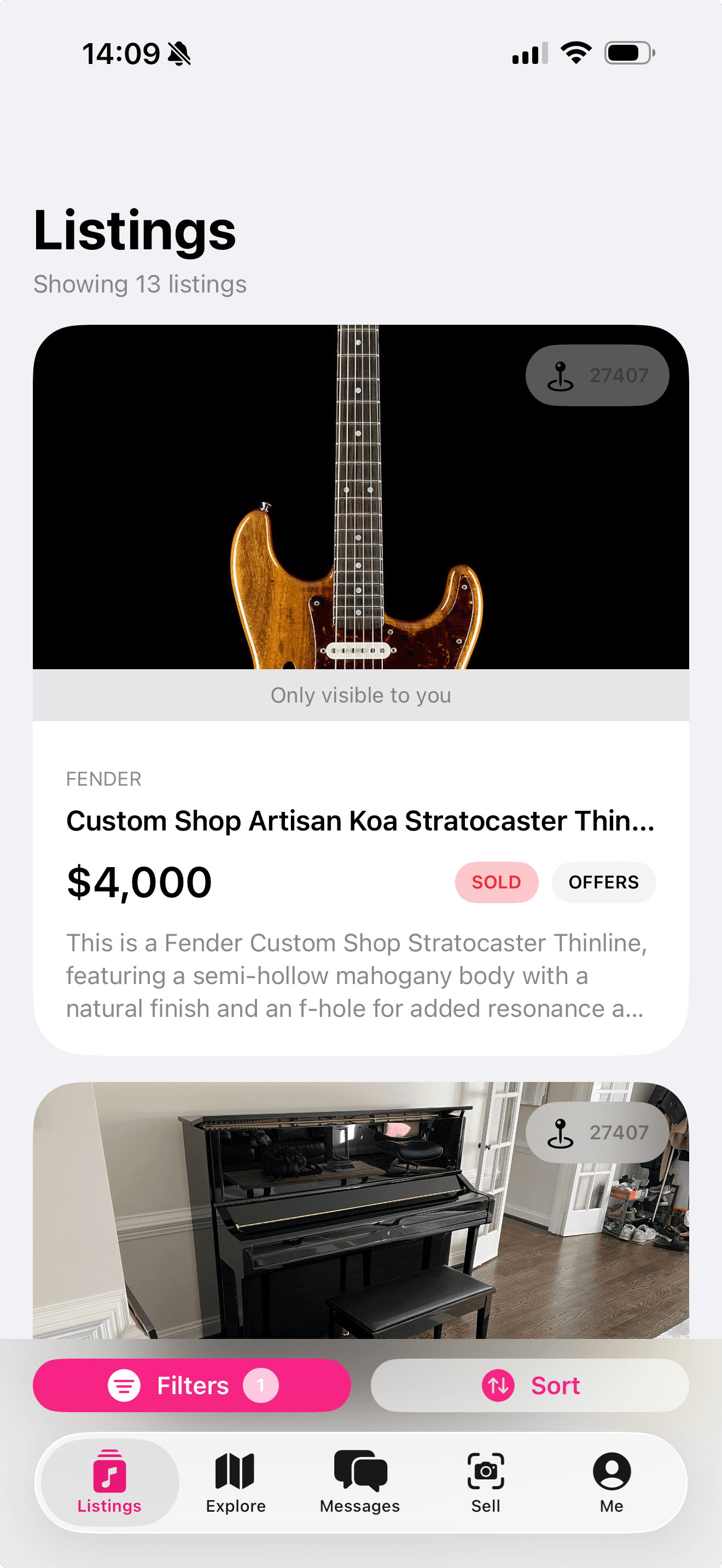 Delay app my listings view